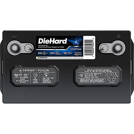 Battery : 27M Group Size, 800 CCA, 1000 CA, 182 Minute Reserve Capacity