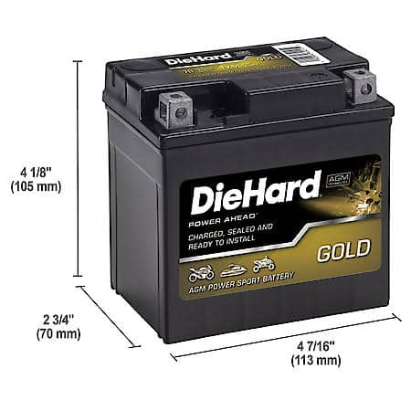 Battery: TX5L Group Size, 70 CCA, 4 Amp Hour Capacity