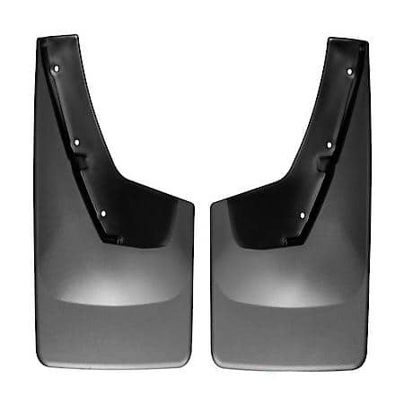 Mud Flap: Direct Fit, Set of 2, Contoured, Without Logo, Black, QuickTurn Fastening System