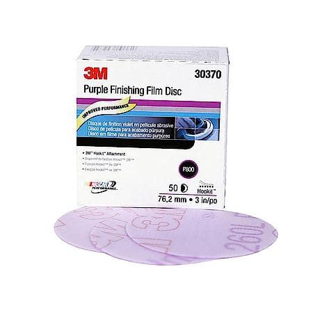 3M Hookit Purple Finishing Film Disc, 30370, 3 in, P800, 50 discs per bx (Sold by each)
