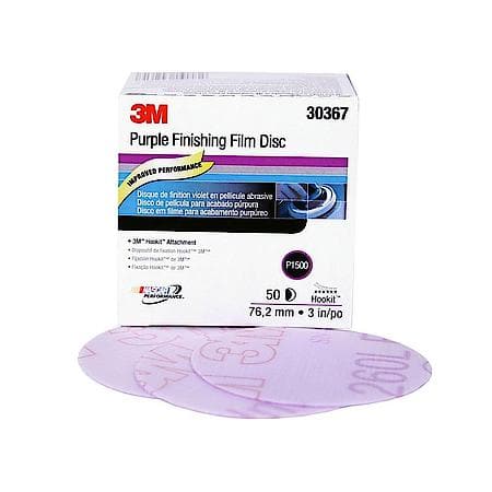 3M Hookit Purple Finishing Film Disc, 30367, 3 in, P1500, 50 dscs per bx (Sold by each)