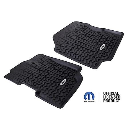 All Terrain Floor Liner; Front Pair; Black; Jeep Logo