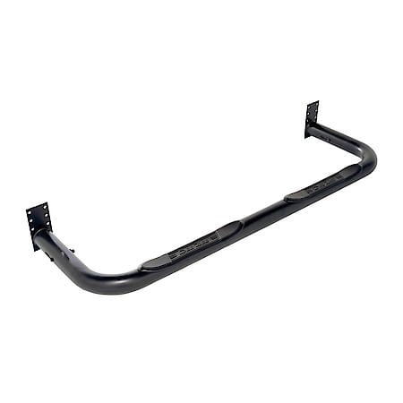 With Step Pads, 3" Round Bent/ 64" L, Powder Coated, Black, Steel