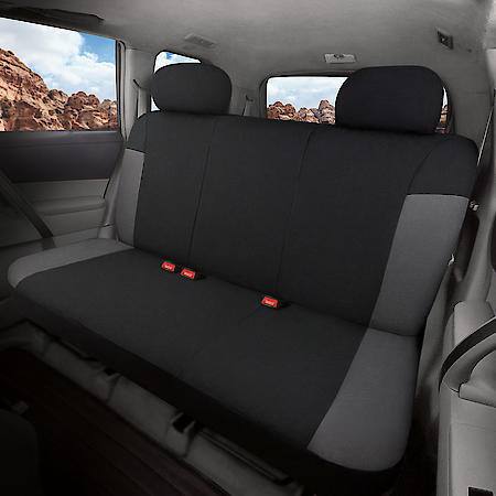 AutoCraft Seat Cover: Black/Grey, Flax/Polyester, Bench, Universal, 1 Pk