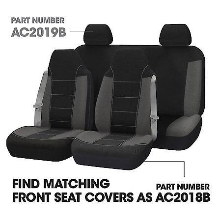 AutoCraft Seat Cover: Black/Grey, Flax/Polyester, Bench, Universal, 1 Pk