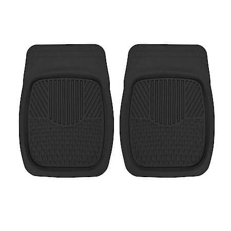 Car & SUV Front Tray Floor Mat, Black Rubber, Heavy-Duty/All-Season, Trim to Fit, 2 Piece