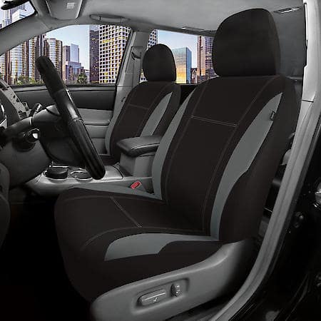 Seat Cover: Black & Grey, Neoprene, Low Back, Universal, 2 Pk