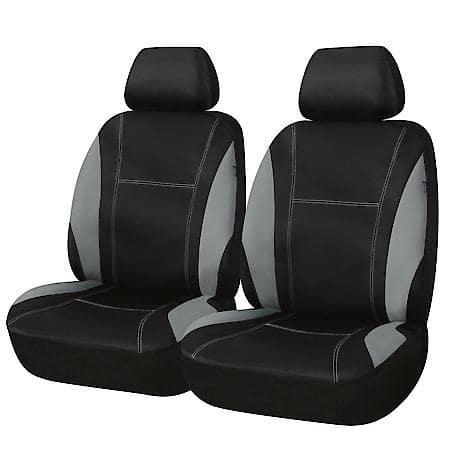 Seat Cover: Black & Grey, Neoprene, Low Back, Universal, 2 Pk
