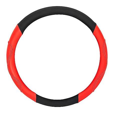 Car & SUV Steering Wheel Cover, Black/Red PU Leather, Sport, Fits 15.25" & Larger, Performance Grip