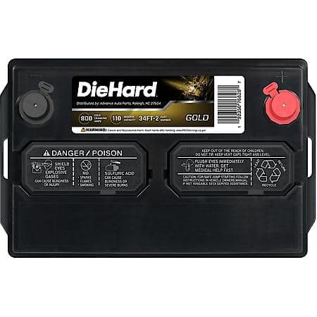 Battery : 34 Group Size, 800 CCA, 1000 CA, 110 Minute Reserve Capacity