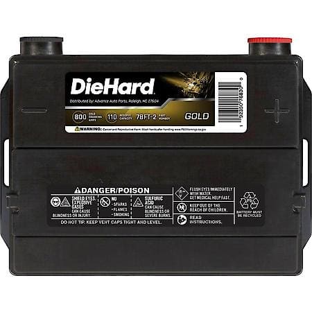 Battery : 78 Group Size, 800 CCA, 1000 CA, 110 Minute Reserve Capacity