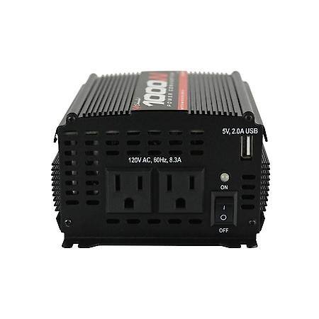 1000W Continuous/2000W Peak DC-to-AC Power Converter: 2 AC Outlets and USB Port