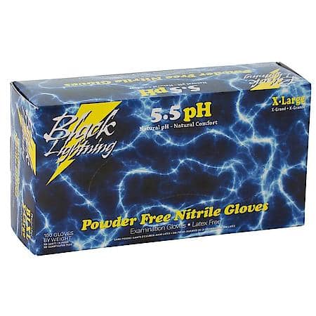 Black Lightning Large Black Nitrile Gloves, Box of 100