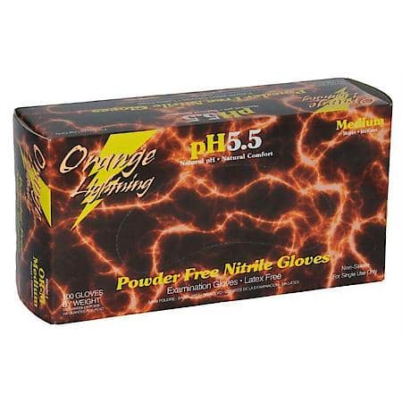 Orange Lightning Medium Orange Nitrile Gloves