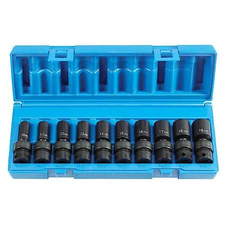 3/8 Dr. 10 Pc. Semi Deep Metric Universal Set