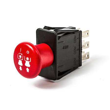 PTO Switch, 2 Position, Red Push/Pull Knob, Snap Mount