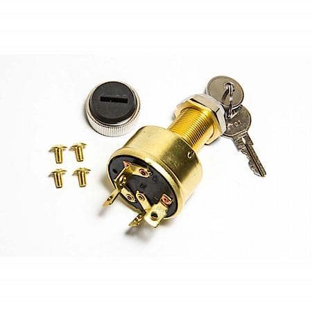 Ignition Switch - 4 Position Conventional, Brass Back Up Nut