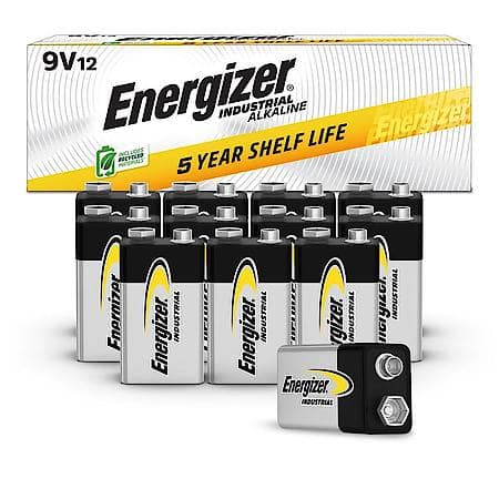 Industrial 9V Batteries, 9 Volt Industrial Alkaline Batteries, 1 Battery