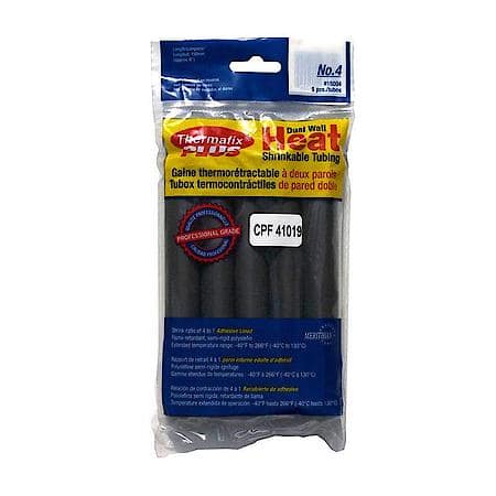 Heat Shrink Tubing Size No. 4 - 3/4In X 6In - Black - Cross-Linked Polyolefin