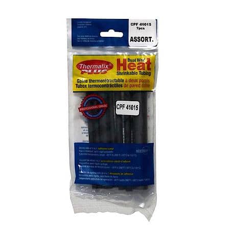 Heat Shrink Tubing Assrt. Diameters, 7 Pcs - Black - Cross-Linked Polyolefin