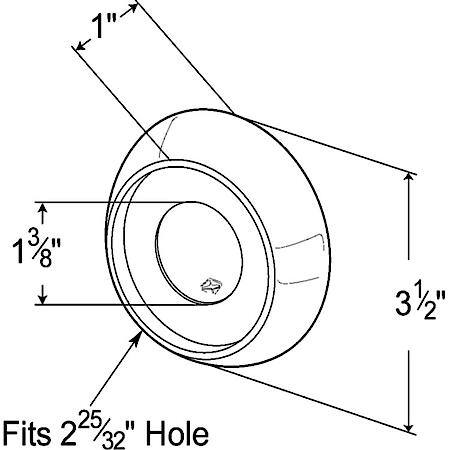 Grommet, 2-5/16" Closed Back Surface Mount - Fits 2-3/4" Hole