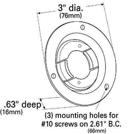 Theft-Resistant, Mounting Flange for 2" Round Lamps Bracket, Chrome Polycarbonate - Ideal for LED