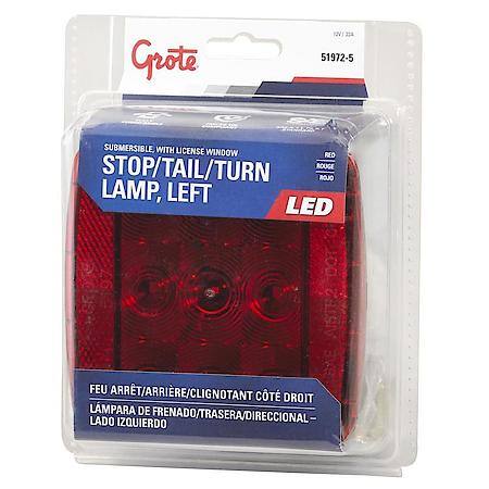 LED Submersible Trailer Lighting Kit, Stop/Tail/Turn Replacement with License Window