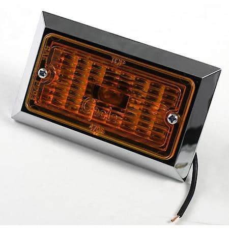 Chrome Plated Rectangular Clearance Marker Light - Amber