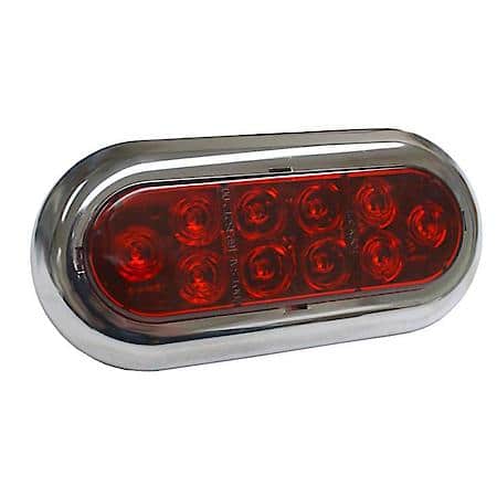 Oval LED Stop Tail Turn Lights, Chrome Trim Ring