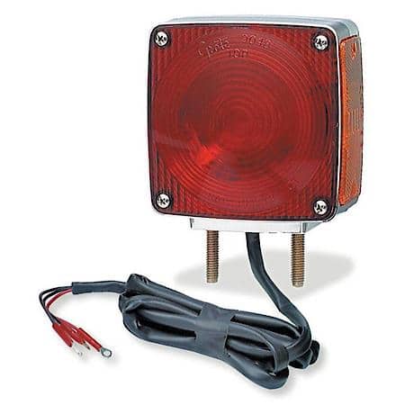 Two-Stud Chrome Light with Pigtail, Red/Yellow