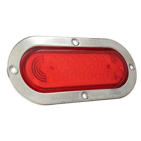 Stop/Turn/Tail Light, Red LED Oval Stainless Steel Flange Mount