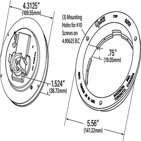 SuperNova ½ 4" NexGen LED Stop Tail Turn Light, Stainless Steel Flange, Male Pin, Red