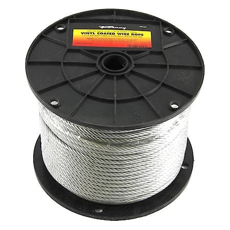 Wire Rope, Vinyl Coated, 3/16 In - 1/4 In X 250Ft Spool, 840Lb Safe Working Load (Sold by each)