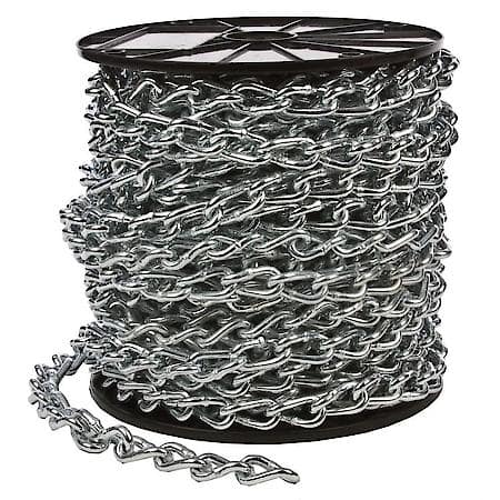 Twist Link Machine Chain, Zinc-Plated, #2/0 X 110Ft, 495Lb Safe Working Load (Sold by each)