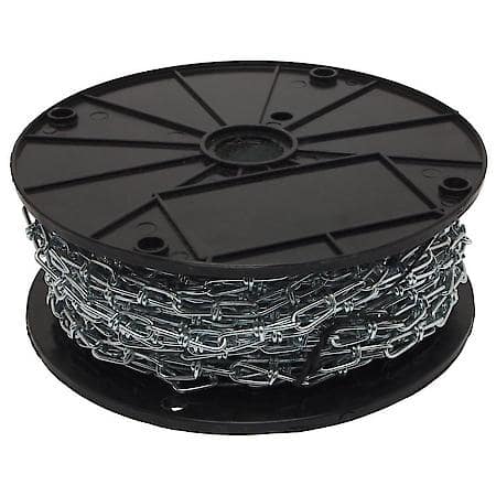 Double Loop Chain, Zinc-Plated, Number 3 X 100Ft, 90Lb Safe Working Load (Sold by each)