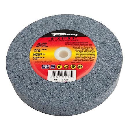 Bench Grinding Wheel - Medium 60 Grit - 6in x 1in x 1in Arbor - Aluminum oxide Wheel - Max RPM, 4,99