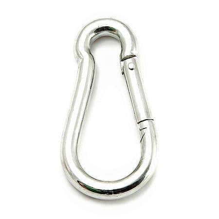90mm Spring Hook w/ 9mm Pin - Die cast, zinc-plated - Used to connect rigging, NOT FOR LIFTING