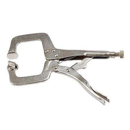 Locking Pliers, C-Clamp w/Jaw Pads Style - 10-1/2in Long - 3-3/4in Maximum Opening - 3in Depth