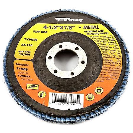 Flap Disc, Type 29, 4-1/2 Inch by 7/8 Inch, ZA119