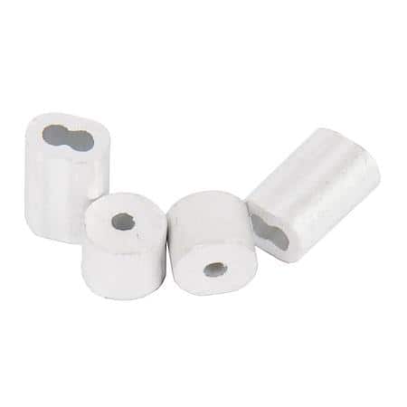 Ferrules & Stops - 1/16in Aluminum stops and ferrules (cable sleeves) for terminating wire rope