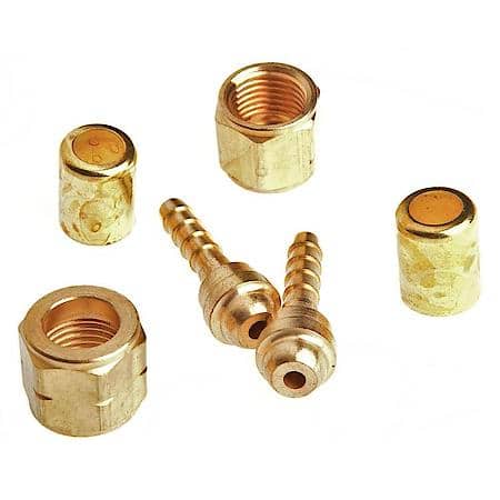 Oxy-Acetylene Hose Repair Kit for 3/16in Hose - 2 barbed hose nipples,2 ferrules,1 oxygen & acetylene