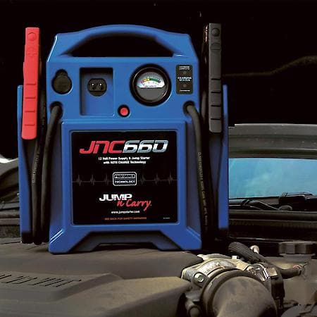 JUMP-N-CARRY 12V Professional Jump Starter, 1700 Peak Amps, 425 CA, 46" Leads, Built-in Charger