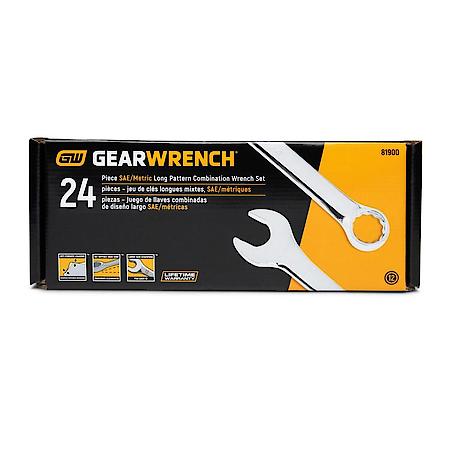 24 Piece 12 Point Long Pattern Combination Sae/Metric Wrench Set