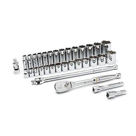 33 Piece 1/2" Drive 6 Point Standard & Deep Sae Mechanics Tool Set