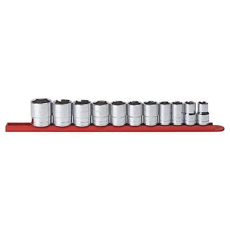 11 Piece 1/2" Drive 6 Point Standard Sae Socket Set