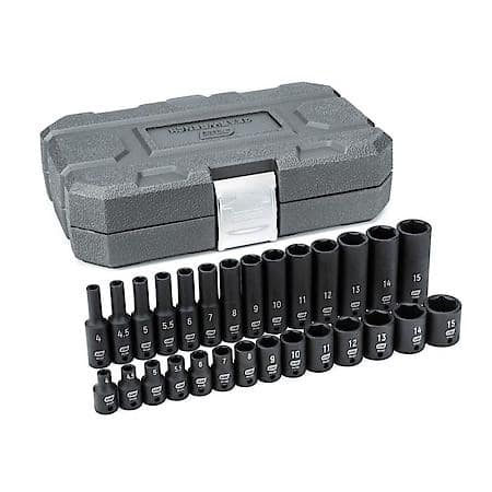 28 Piece 1/4" Drive 6 Point Standard & Deep Impact Metric Socket Set