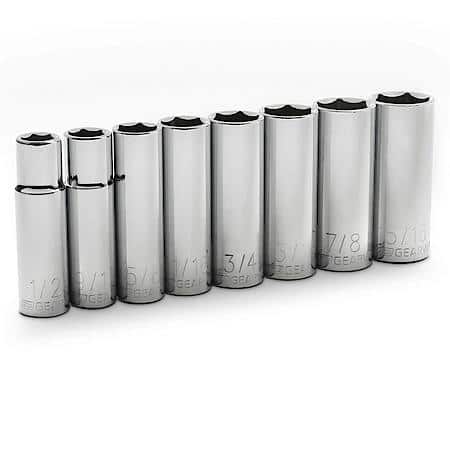 8 Piece 1/2" Drive 6 Point Deep Sae Socket Set