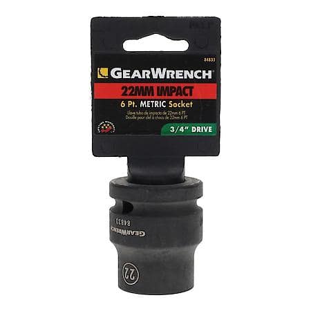3/4" Drive 6 Point Standard Impact Metric Socket 22mm
