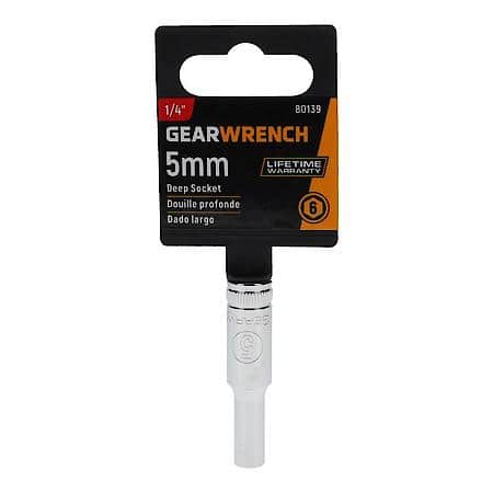 1/4" Drive 6 Point Deep Metric Socket 5mm