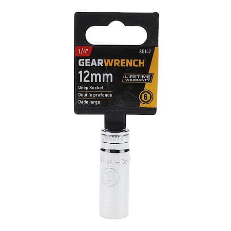 1/4" Drive 6 Point Deep Metric Socket 12mm